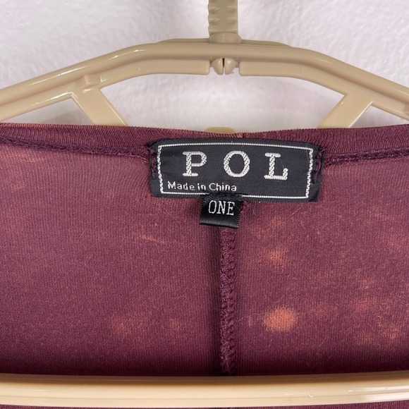 POL Burgundy Embroidered Rayon Kimono Robe Acid Wash Longline One Size Boho - Picture 3 of 8